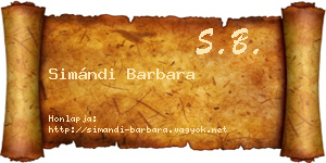 Simándi Barbara névjegykártya